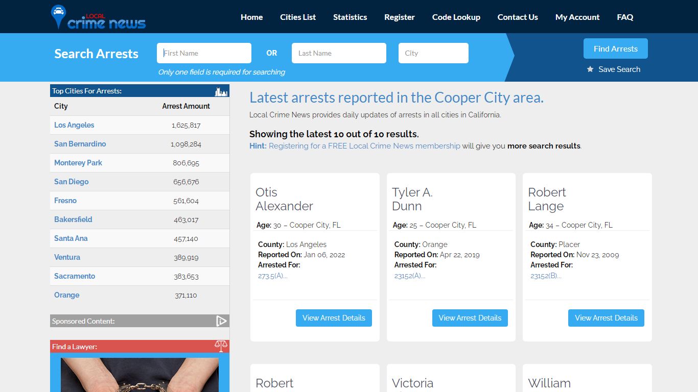 Cooper City California Arrest Records | Local Crime News