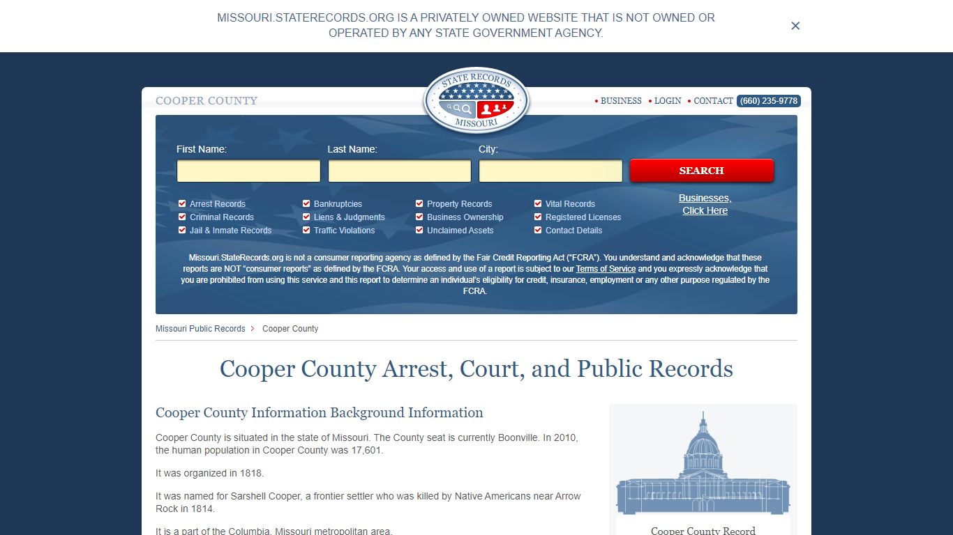Cooper County Arrest, Court, and Public Records